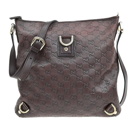 GUCCI Abbey Guccissima GG Pattern Shoulder Bag Leather Brown SHW Italy 87EF001